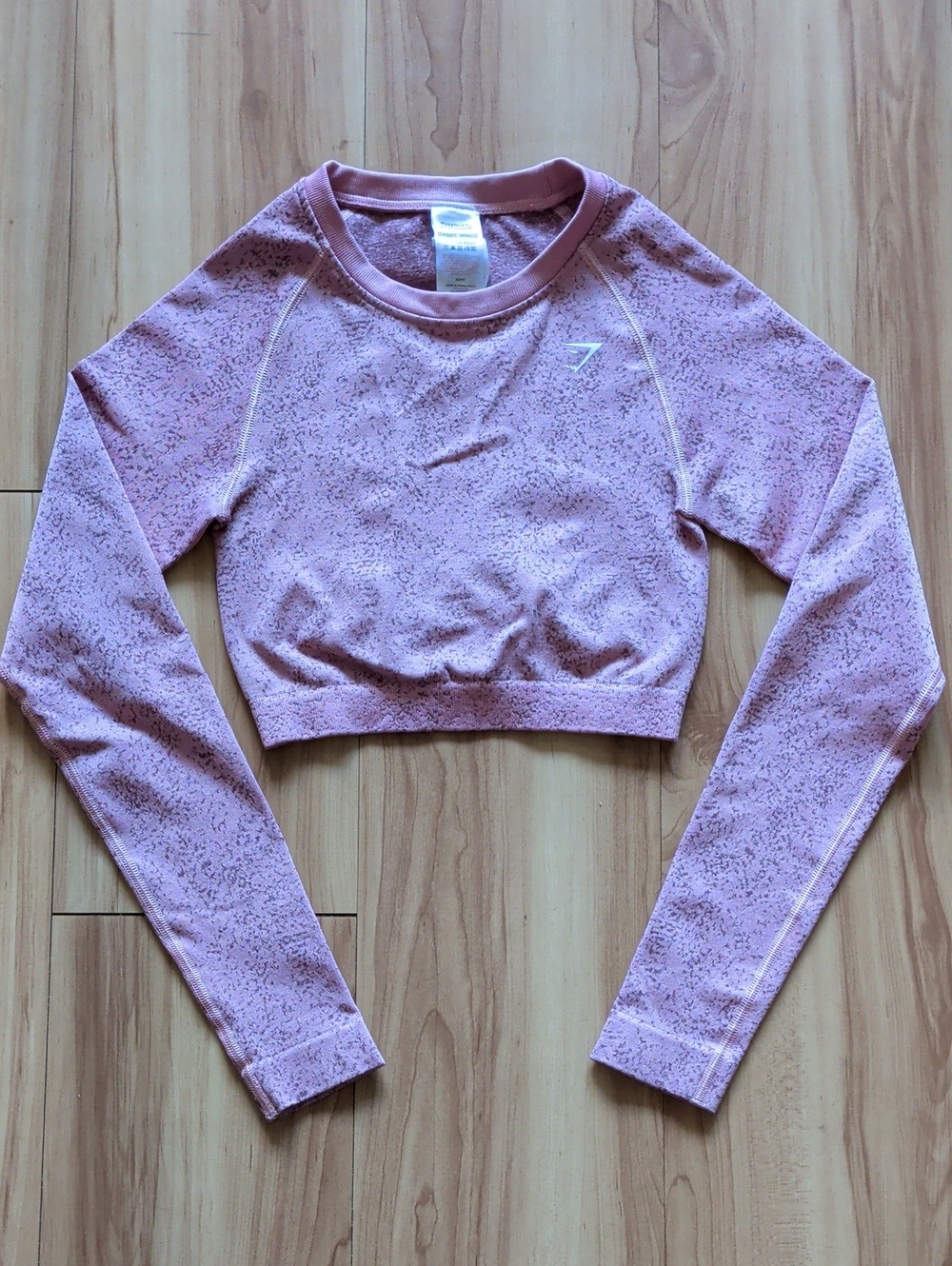 Gymshark Dusty Pink Speckled Cropped Long-Sleeve Top